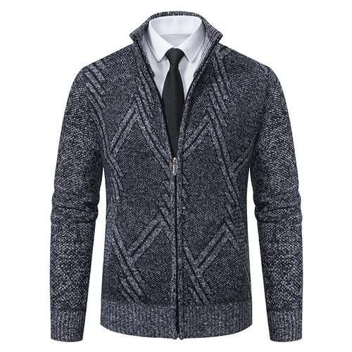 Herren Strickjacke mit modernem Zipper und strukturiertem Design EB