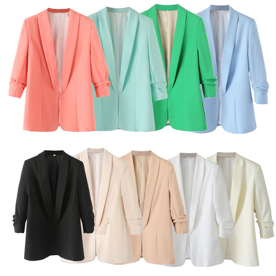 Damen elegante Blazerjacke mit modischem Schnitt und praktischen Taschen EB