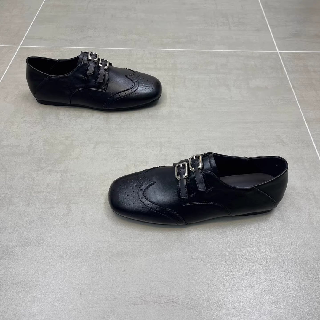 Damen Elegante Lacklederschuhe mit doppelter Schnallenverzierung EB