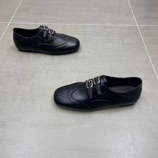 Damen Elegante Lacklederschuhe mit doppelter Schnallenverzierung EB