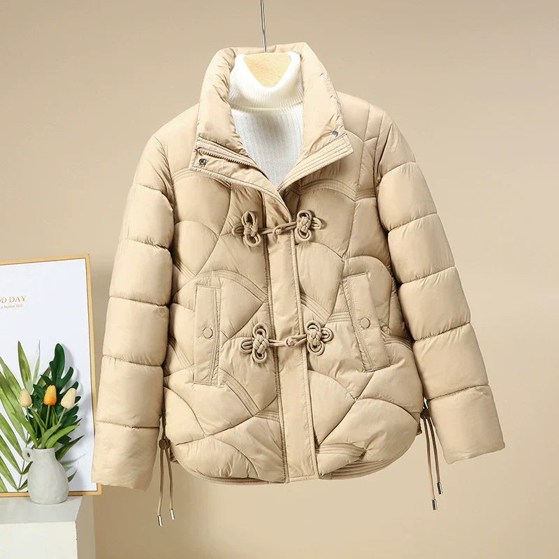 EB | Puffer-Jacke - Kurzes Modell - Geometrisch Gequiltet - Froschknöpfe - Verstellbarer Saum
