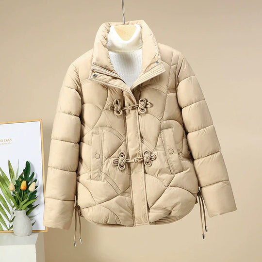 EB | Puffer-Jacke - Kurzes Modell - Geometrisch Gequiltet - Froschknöpfe - Verstellbarer Saum