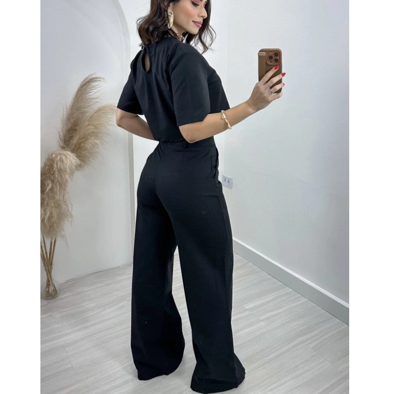 Damen Modisches Crop-Top mit weiter Hose EB