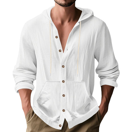 Herren Kapuzenshirt mit Knopfleiste und praktischen Taschen EB