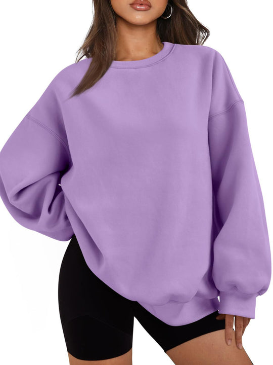 Damen nan Boxy-Crewneck-Sweat mit extraweiter Passform, Raglanärmeln und weichem Fleece-Innenfutter EB