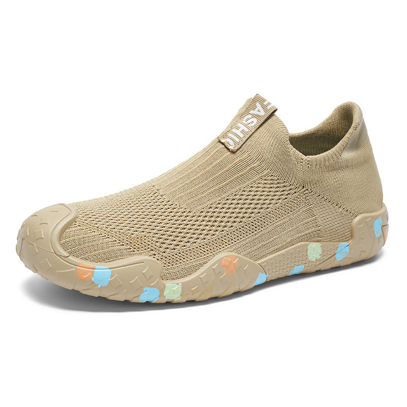 Damen Sportliche Slip-On Sneakers mit atmungsaktiver Strickstruktur und rutschfester Laufsohle EB