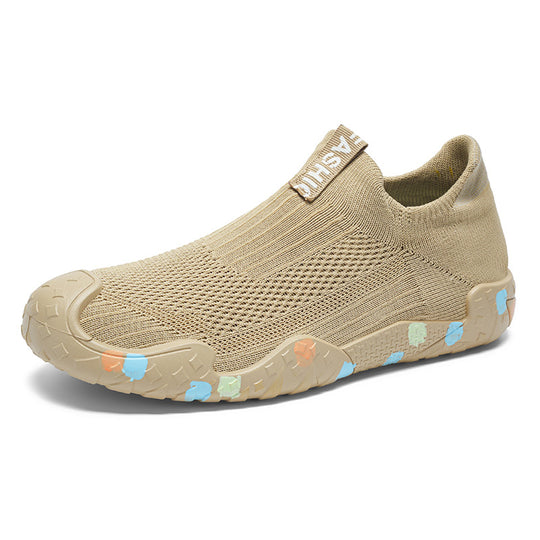 Damen Sportliche Slip-On Sneakers mit atmungsaktiver Strickstruktur und rutschfester Laufsohle EB