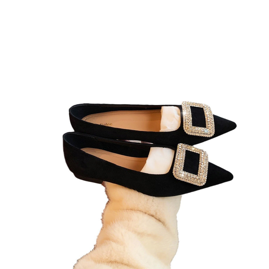Damen elegante Ballerinas mit funkelnder Schnallenapplikation EB
