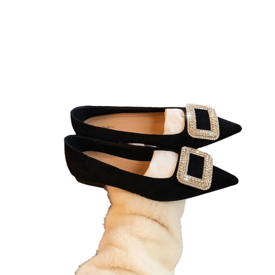 Damen elegante Ballerinas mit funkelnder Schnallenapplikation EB