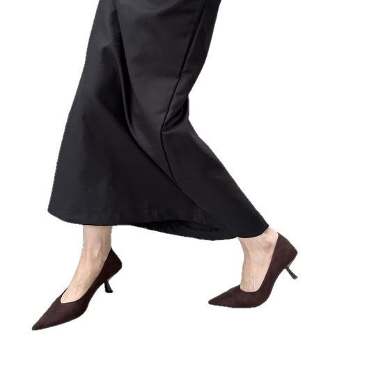 Damen elegante spitze Pumps aus weichem Veloursleder EB