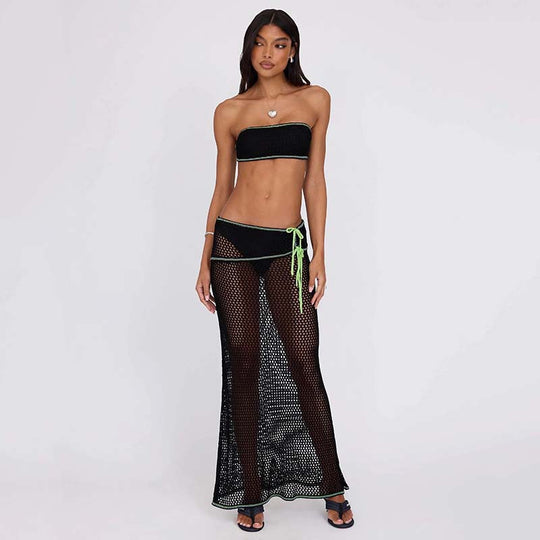 Damen stylisches Netz-Bikinioberteil mit passendem Überwurf EB
