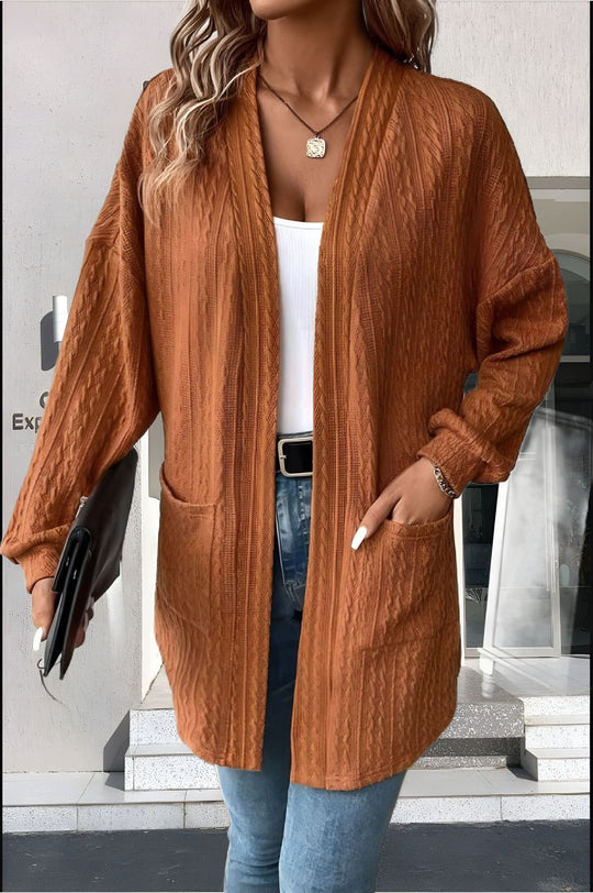 Damen lässige Strickjacke mit Taschen EB