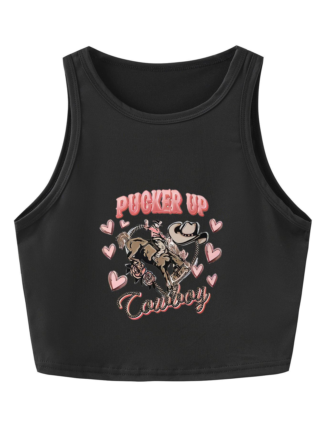 Damen Crop-Top mit auffälligem Schriftzug und körpernahem Schnitt EB