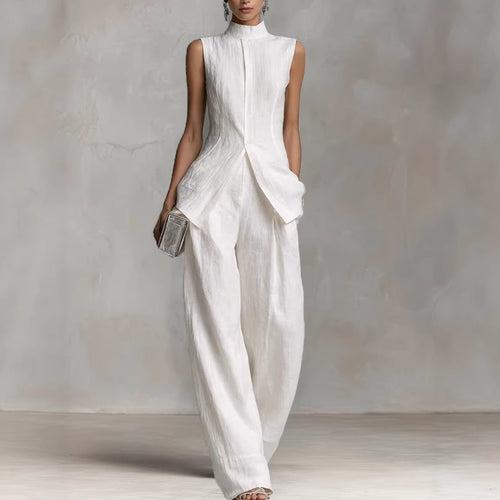 Damen Eleganter suit mit hochgeschlossenem Kragen und weitem Bein EB