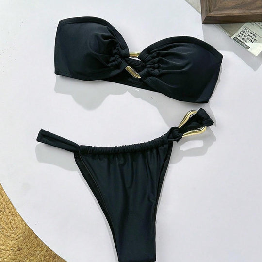 Damen Bandeau-Bikini mit dekorativem Schmuckdetail EB