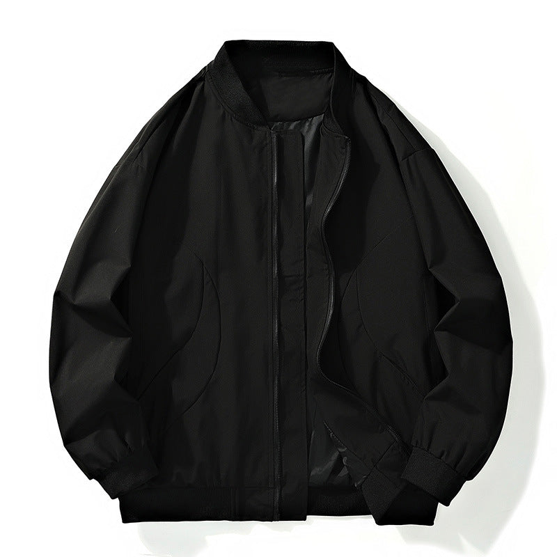 Herren leichter Oversize-Bomber mit elastischen Rippbündchen und verdeckter Reißverschlussblende EB