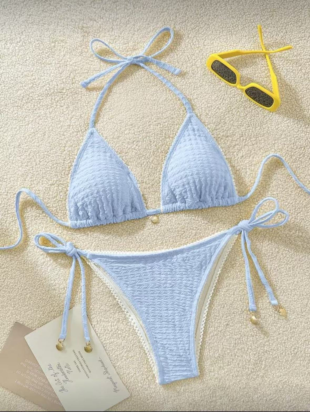 Damen Raffinierter Triangel-Bikini mit elegantem Rüschendesign EB
