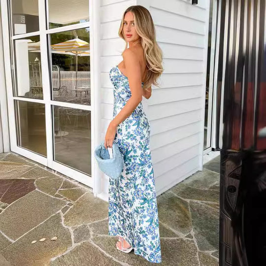 Damen Langärmliges Maxikleid mit floralen Akzenten EB