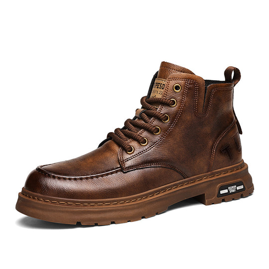 Herren robuste Lederboots mit rutschfester Sohle EB