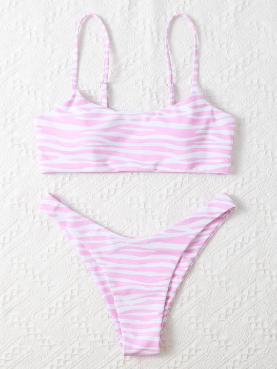 Damen Bikini-Set mit zeitgemäßem Zebra-Print EB