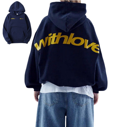 Unisex nan oversized Kapuzenpullover mit großflächigem Rückenprint, Kängurutasche und gerippten Bündchen EB