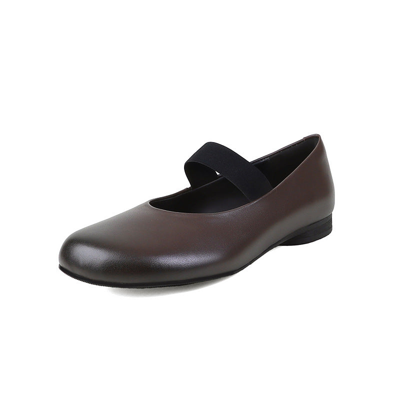 Damen Ballerinas mit elastischem Riemchen und hochwertiger Lederoberfläche EB
