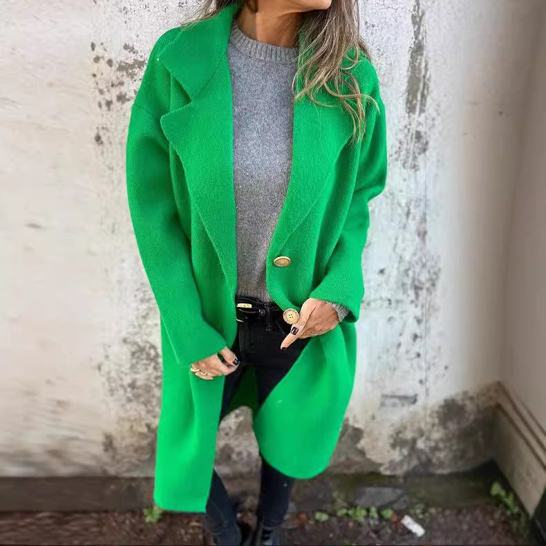 Damen Oversized Wollmantel mit Knopfdetails EB