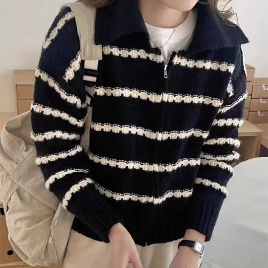 Damen gestreifter Strickpullover EB