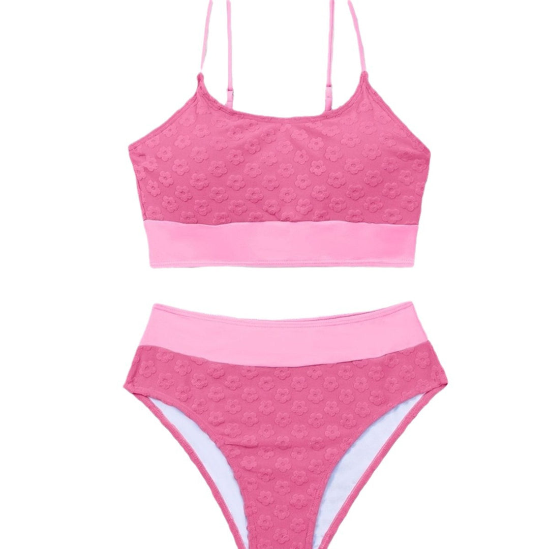 Damen Bikini-Oberteil mit hohem Bund und floralem Muster EB