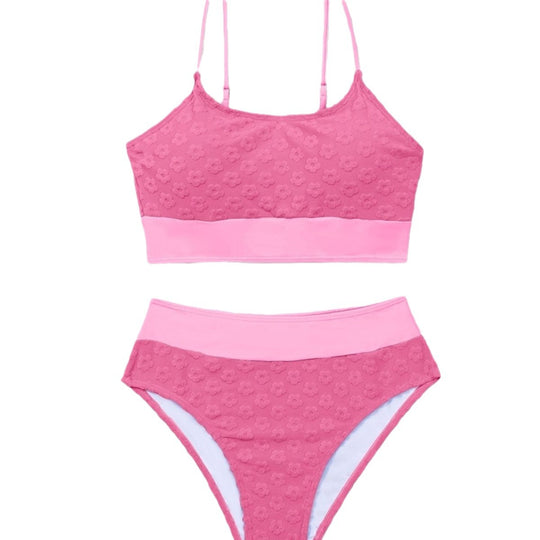 Damen Bikini-Oberteil mit hohem Bund und floralem Muster EB