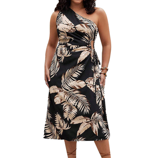 Damen asymmetrisches Strandkleid mit seitlichem Knoten EB