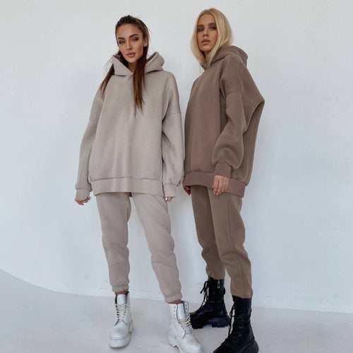 Damen nan oversized Kapuzen-Loungewear-Set mit extragroßer Kapuze und taillierter Jogginghose EB