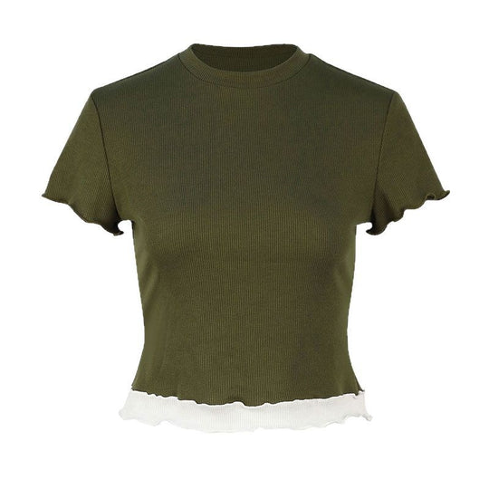 Damen Crop-Top mit Rüschendetails EB