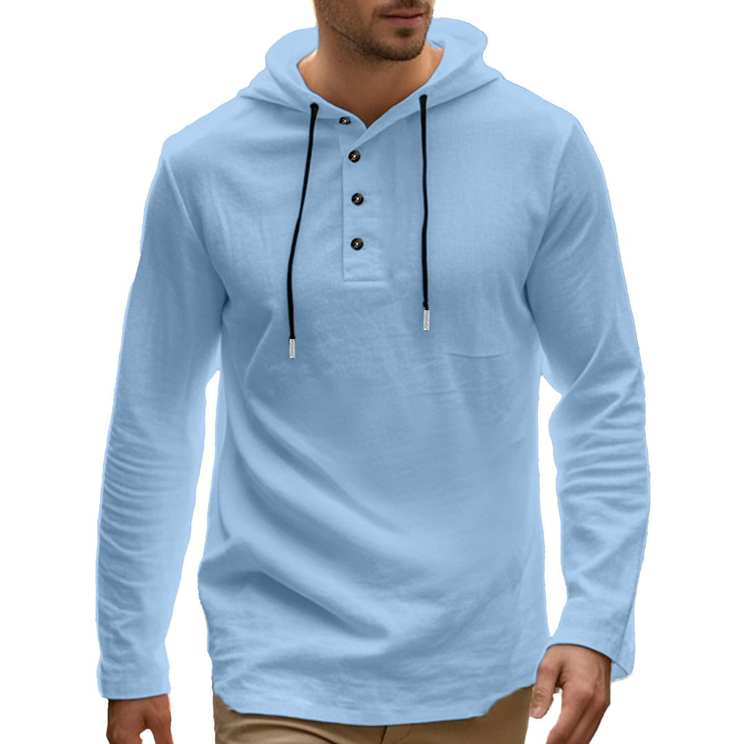 Herren lässiges Langarm-Hoodie-Shirt mit Knopfdetails und praktischen Taschen EB