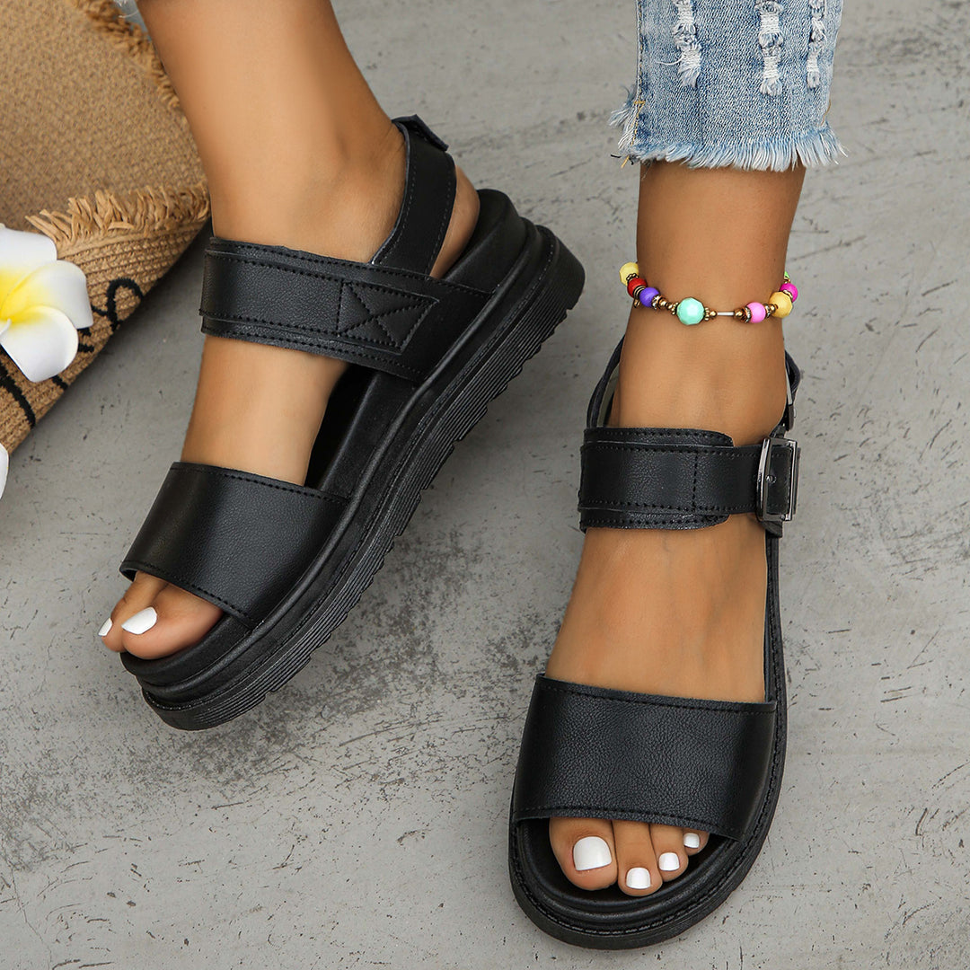 Damen Trendige Komfort-Sandalen mit verstellbarem Riemen und rutschfester Sohle EB