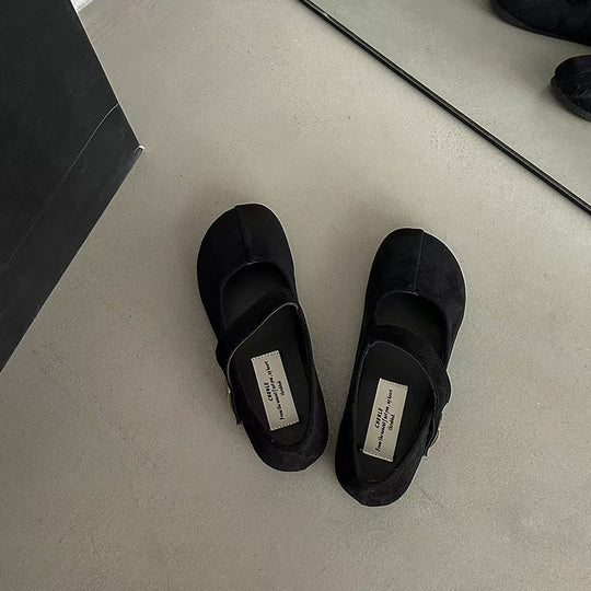 Damen Ballerinas mit elegantem Schnallenverschluss aus hochwertigem Wildleder EB