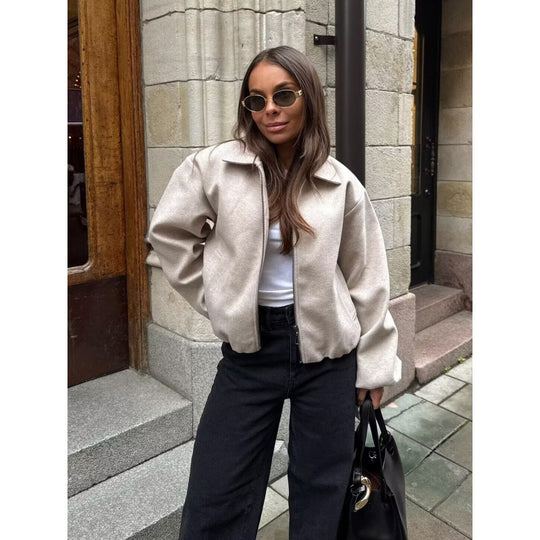 Damen cropped Steppjacke mit elastischen Bündchen und praktischen Taschen EB
