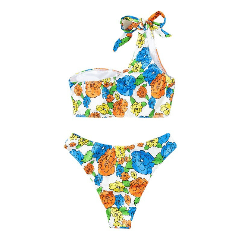 Damen Einseitiger Bikini mit floralem Design EB