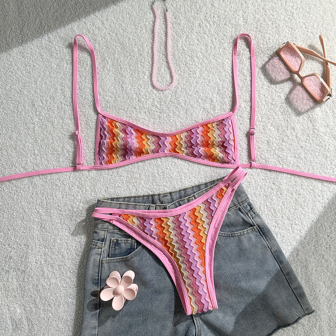 Damen Zweiteiliges Bikiniset mit geometrischem Zigzag-Muster EB