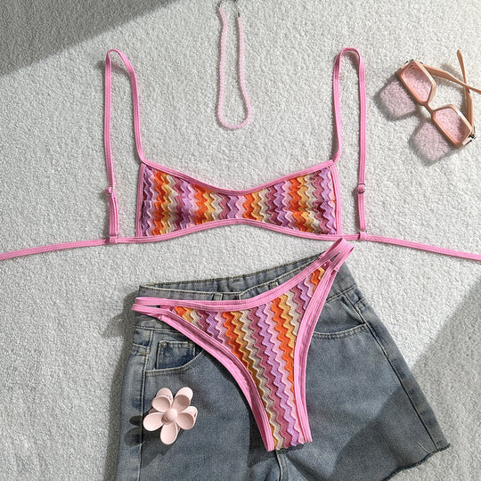 Damen Zweiteiliges Bikiniset mit geometrischem Zigzag-Muster EB