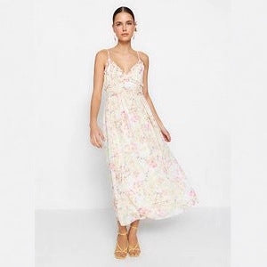 Damen Maxikleid mit floralen Mustern und fließendem Schnitt EB