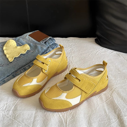 Damen Bequeme Freizeit-Sneaker mit atmungsaktivem Obermaterial und verstellbarem Klettverschluss EB