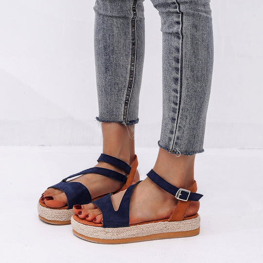 Damen Elegante und komfortable Keil-Sandalen mit verstellbarem Riemen EB