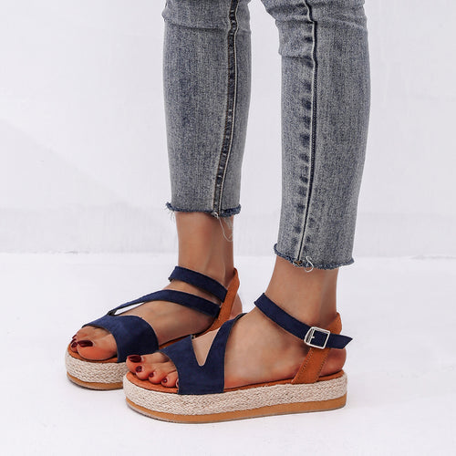Damen Elegante und komfortable Keil-Sandalen mit verstellbarem Riemen EB