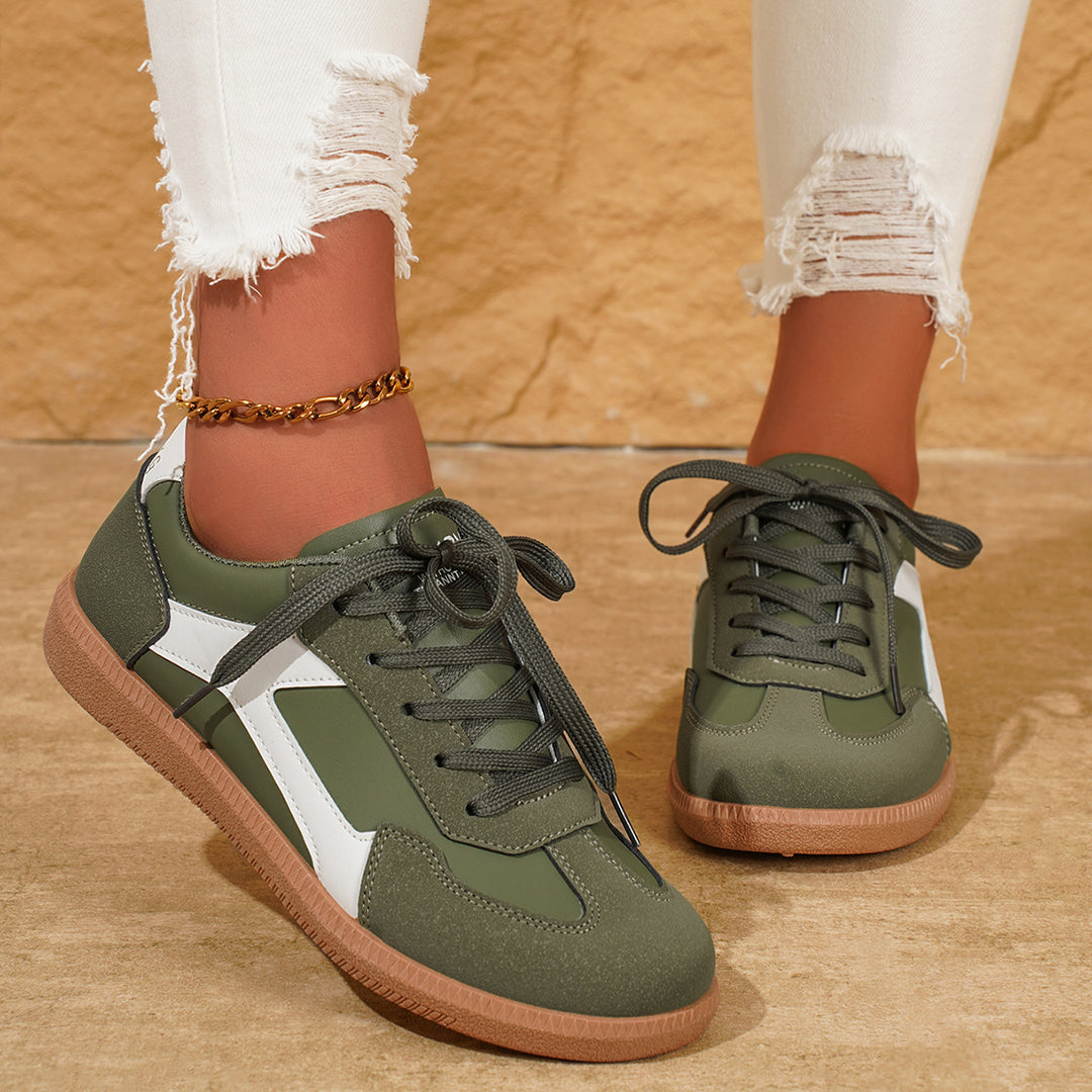 Damen sportliche Sneakers im Retro-Stil mit atmungsaktiver Oberflächenstruktur und rutschfester Sohle EB