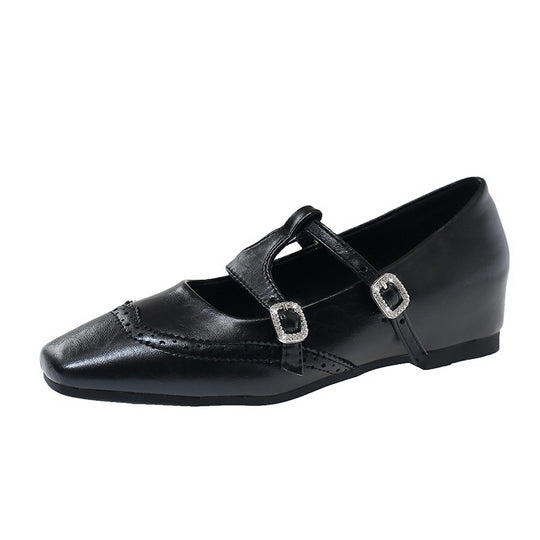 Damen Ballerina mit modischen Schnallen und elegantem Durchbruchdesign EB