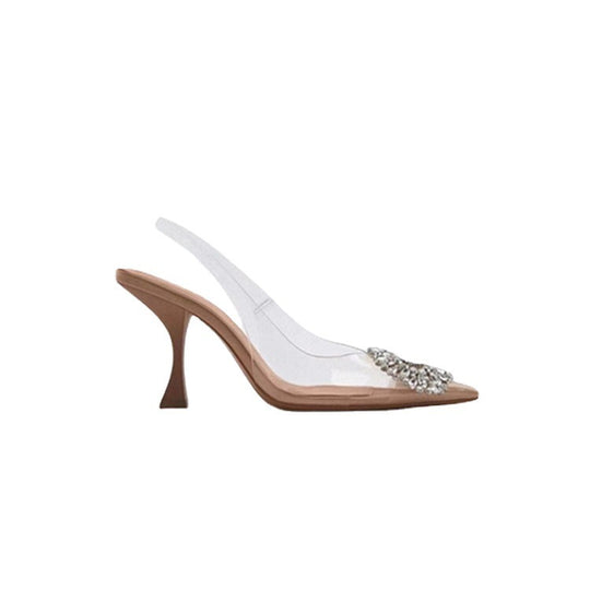 Damen transparente Pumps mit glamourösen Kristalldetails EB