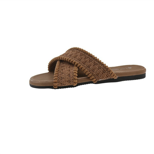 Damen modische Sandalen mit Pompons EB
