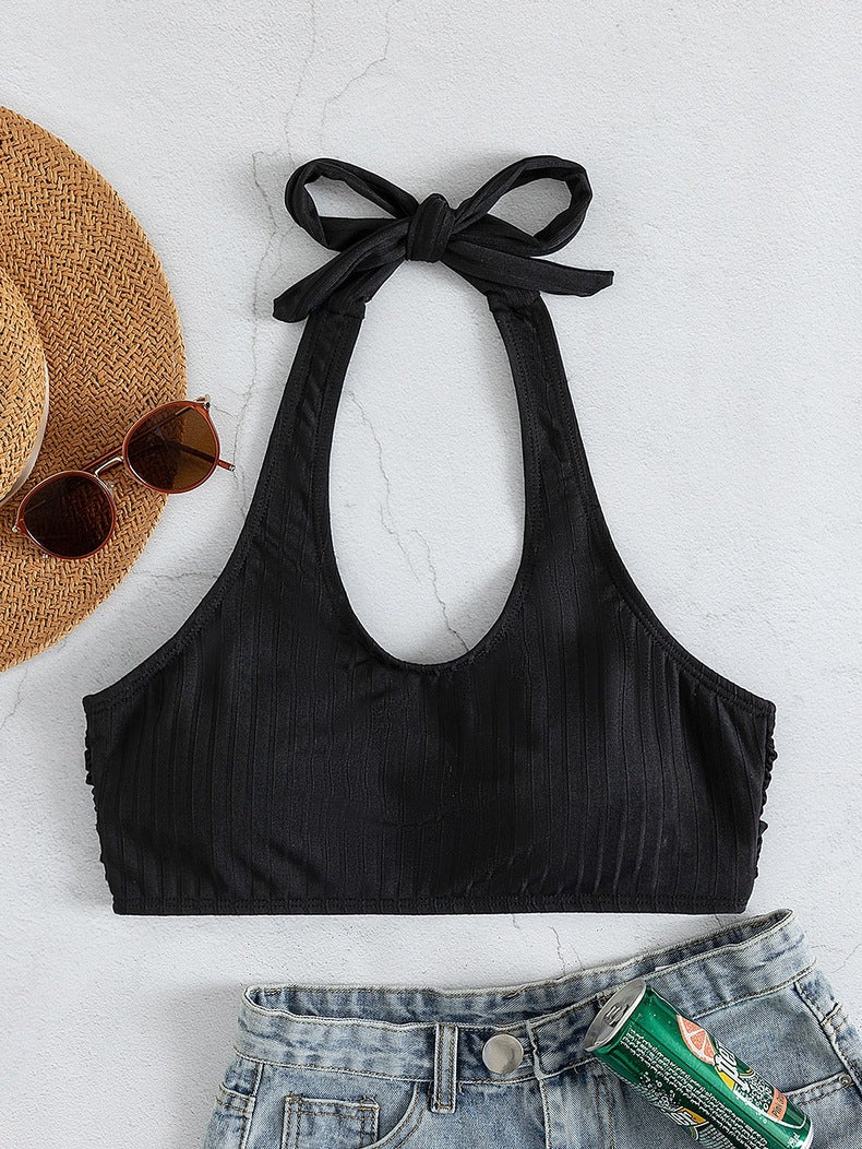 Damen Sportlicher Crop-Top mit Rippstruktur EB