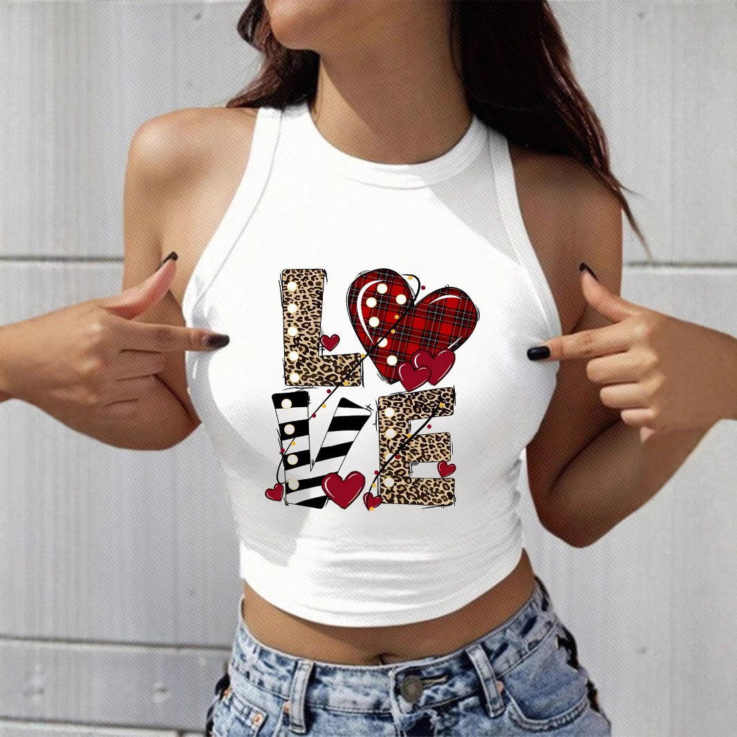 Damen Crop-Top mit aufregendem Herz-Motiv und modischem Schriftzug EB